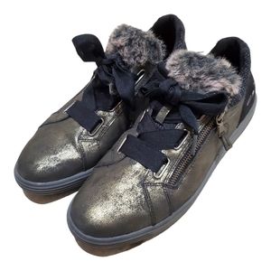 Mephisto Womens Fur Sneakers Metallic Holiday Shoes Super Cute EUC sz 10